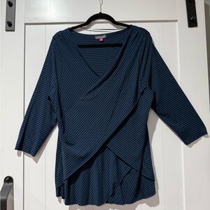 Vince Camuto Navy Striped Wrap Blouse